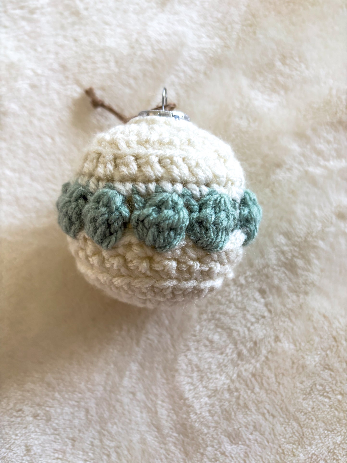 Woodland Calm Crochet Christmas Ornament Set – Set of 6 in Sage, Bark, and Cream