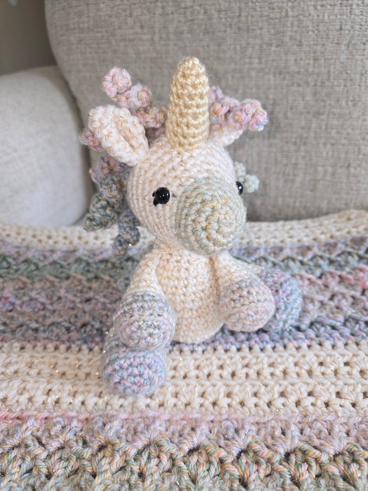 Handmade Crochet Unicorn Plush | Heirloom Nursery Friend