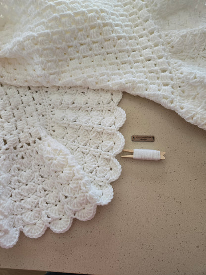 Timeless Heirloom White Lacey Christening Blanket