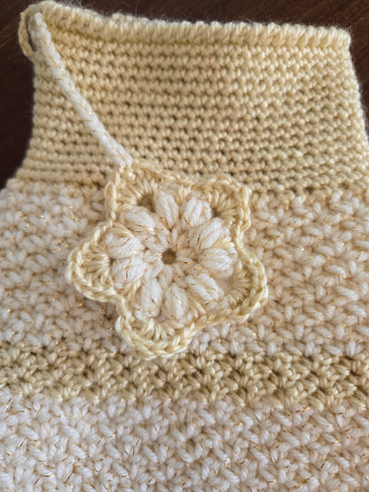 Silver & Gold Hand-Crocheted Stocking