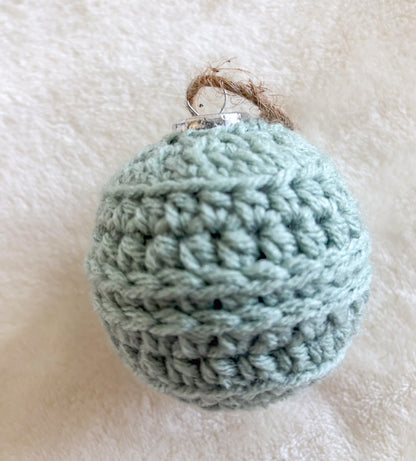 Woodland Calm Crochet Christmas Ornament Set – Set of 6 in Sage, Bark, and Cream