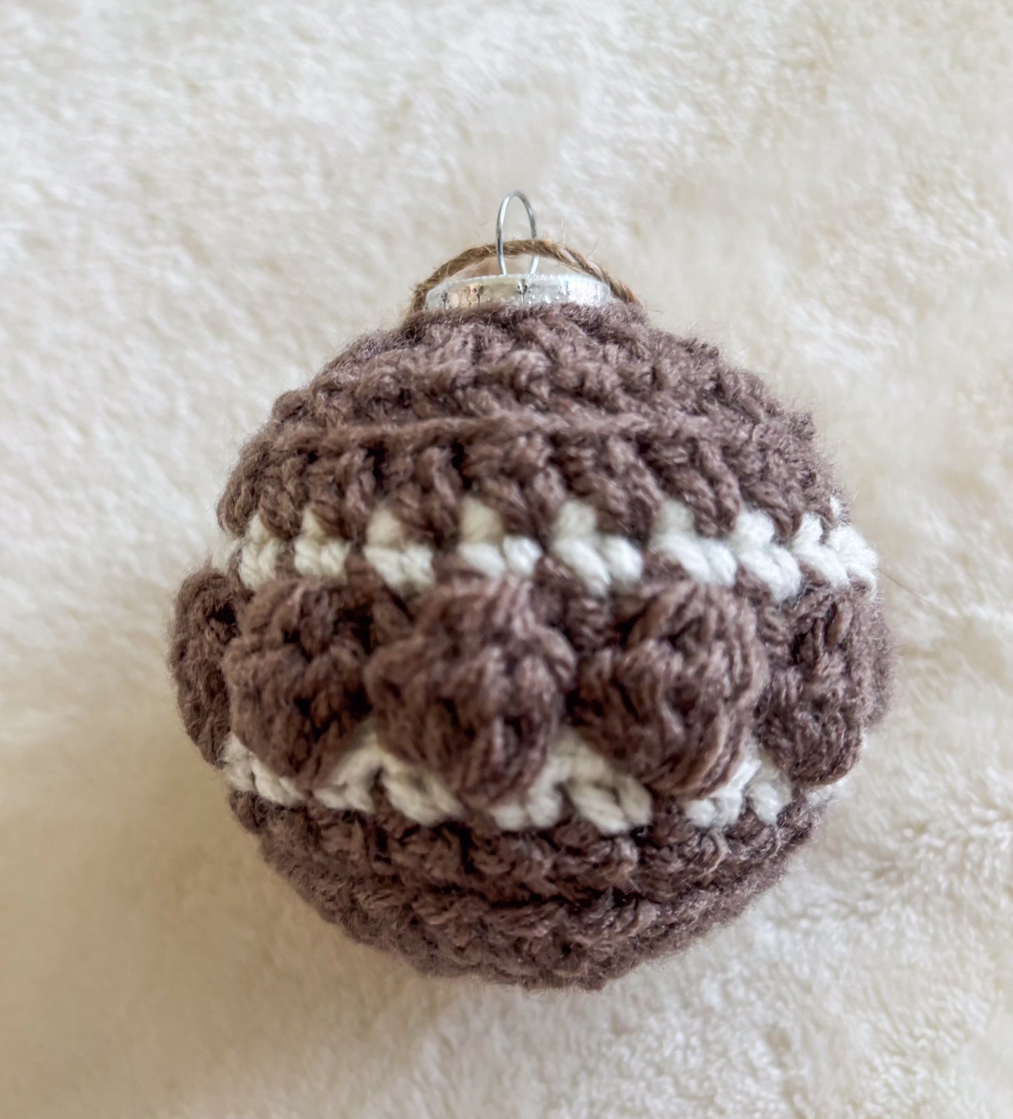 Woodland Calm Crochet Christmas Ornament Set – Set of 6 in Sage, Bark, and Cream