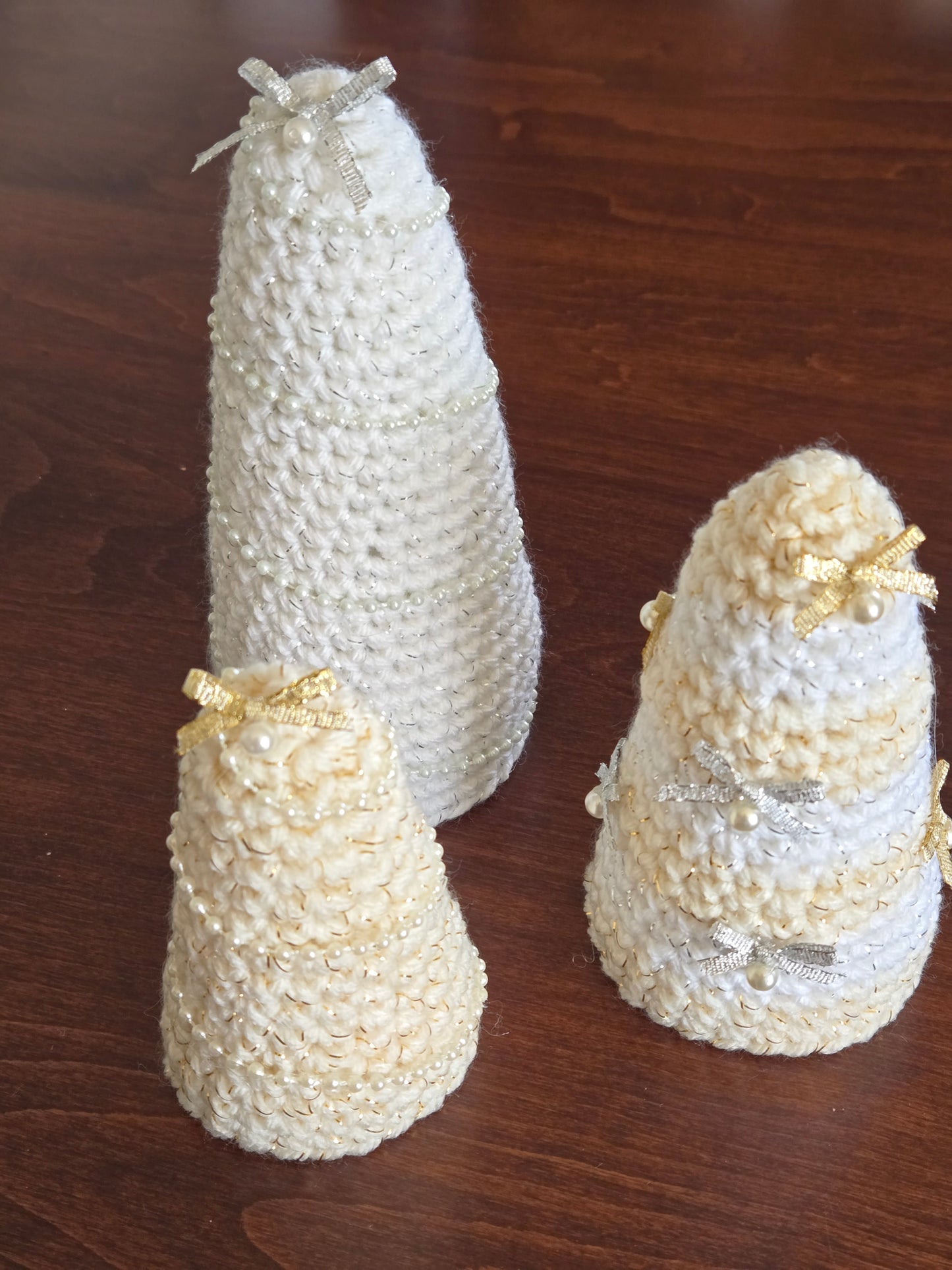 Silver & Gold Mini Christmas Tree Trio
