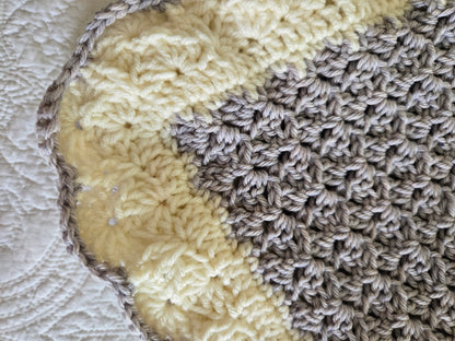 Vintage Nursery Heirloom Crochet Baby Blanket | Handmade Lavender & Cream Baby Afghan