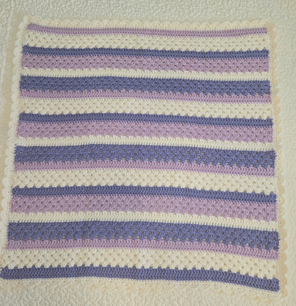 Handemade Crochet Baby Blanket in Lavender & White – Heirloom Quality