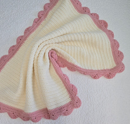 Handcrafted Crochet Scalloped Baby Blanket - Heirloom Gift for Newborns