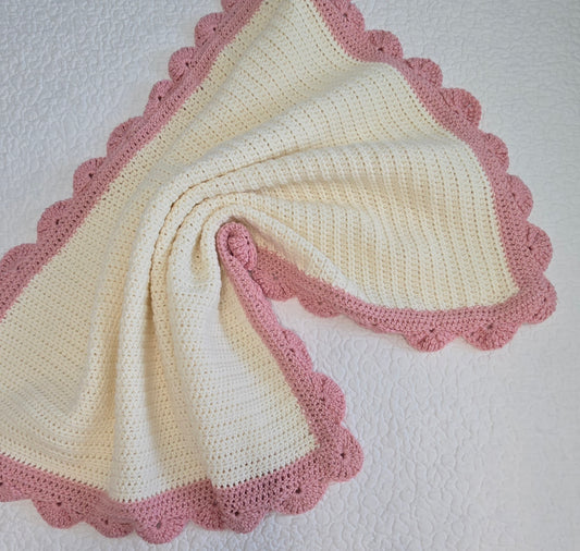 Handcrafted Crochet Scalloped Baby Blanket - Heirloom Gift for Newborns