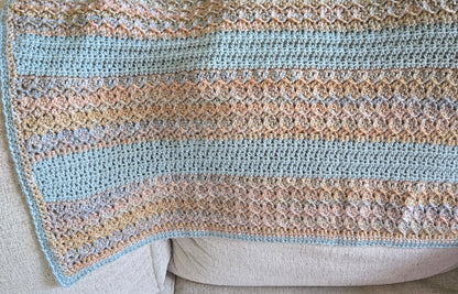 Coastal Calm Heirloom Crochet Baby Blanket | Aqua & Variegated Sand Nursery Snuggler