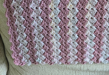 Vintage Heirloom Nursery Snuggler | Blush Pink & Cream Crochet Keepsake Blanket