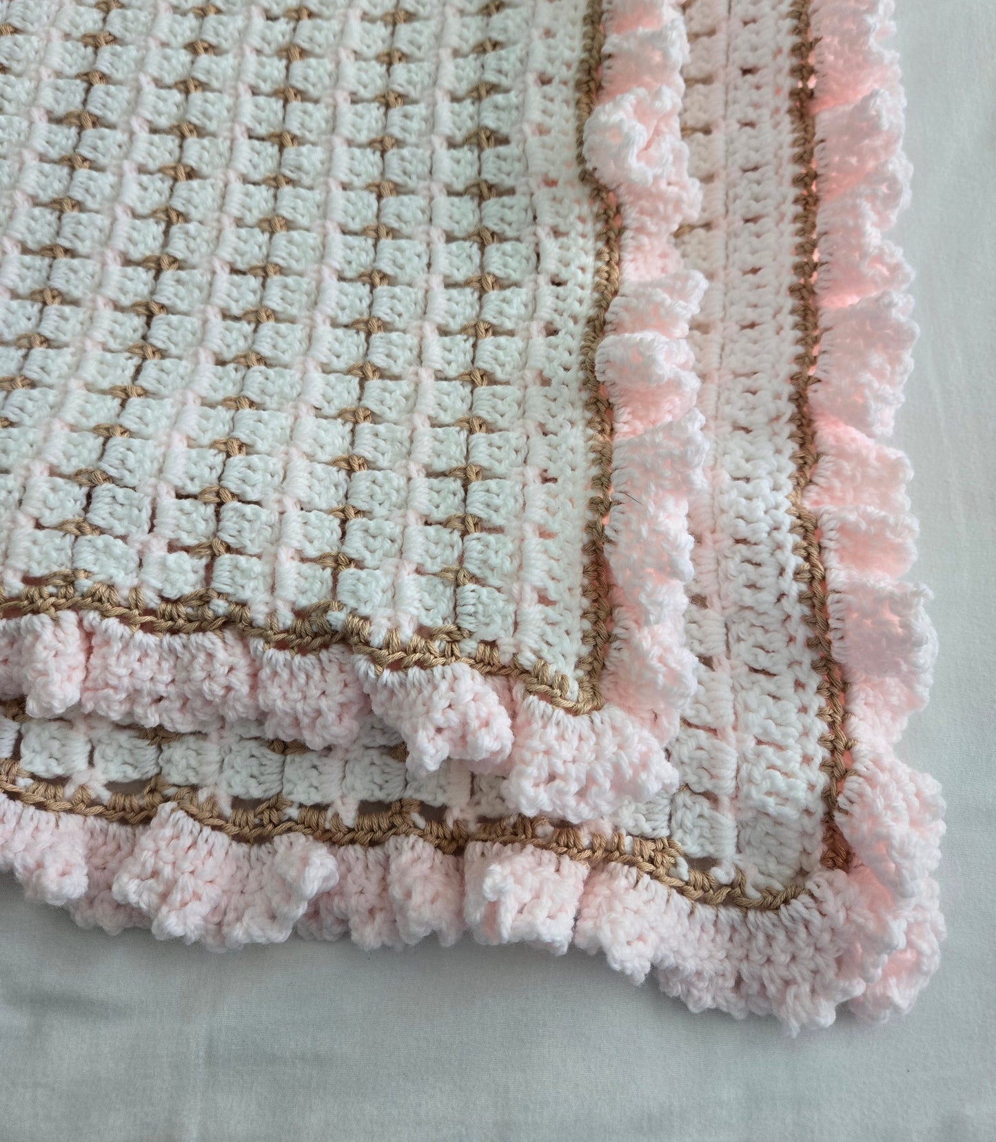 English Cottage Heirloom Baby Blanket Set with Crochet Cat Plush & Receiving Blankets