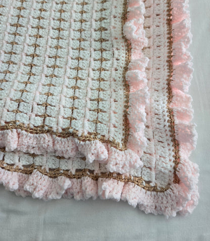 English Cottage Heirloom Baby Blanket Set with Crochet Cat Plush & Receiving Blankets