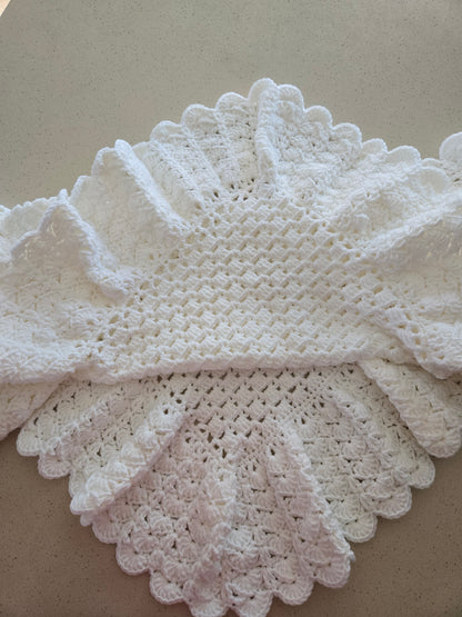 Timeless Heirloom White Lacey Christening Blanket