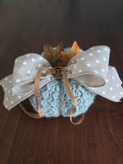 Handmade Crochet Pumpkin Stack  Fall Farmhouse Decor  Autumn Centerpiece