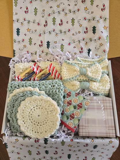 Handmade Green & Cream Spa Box – Holiday Pampering Gift