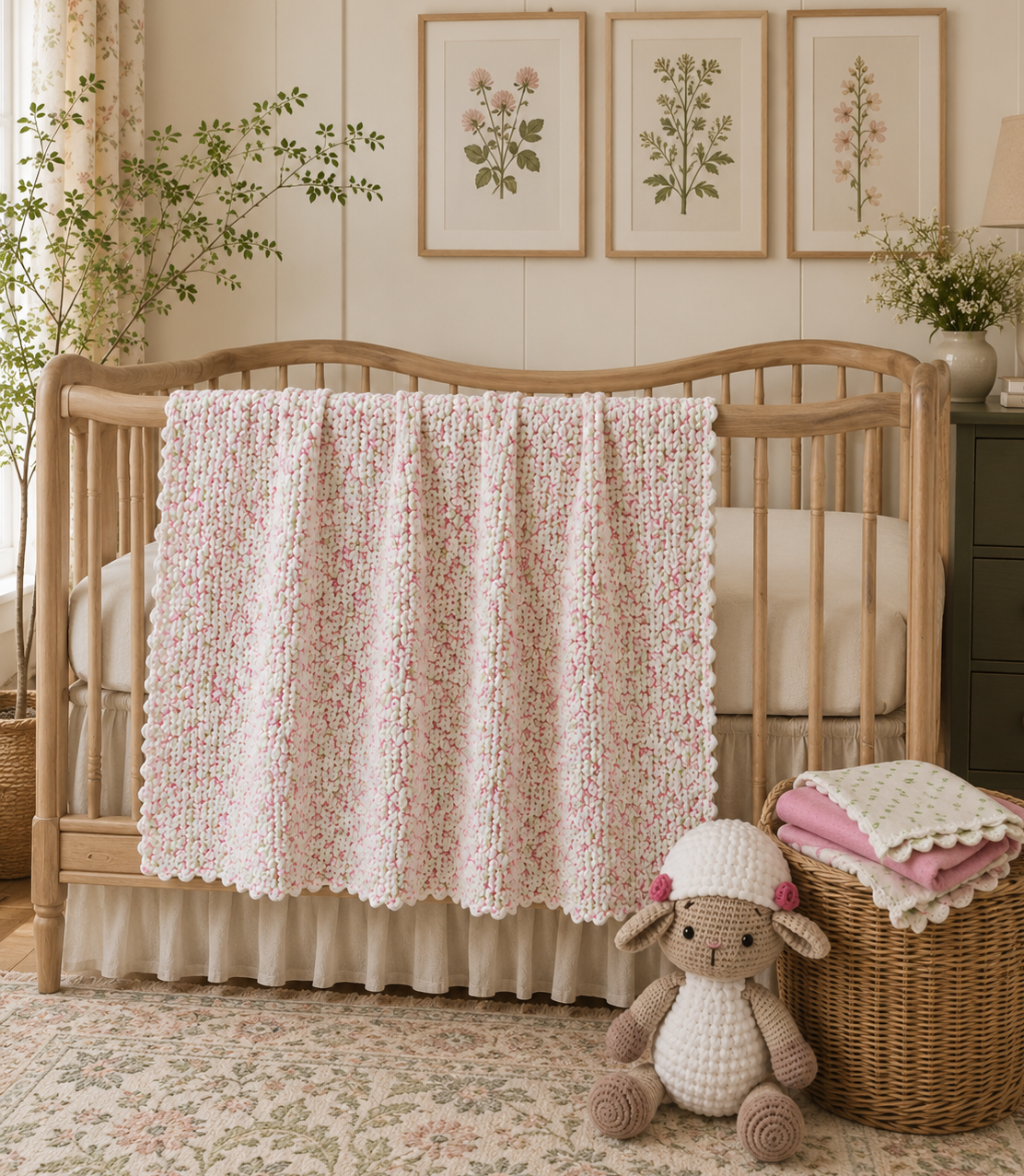Spring Blossom Garden Nursery Bundle | Heirloom Blanket, Receiving Blankets & Plush