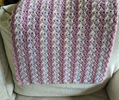 Vintage Heirloom Nursery Snuggler | Blush Pink & Cream Crochet Keepsake Blanket