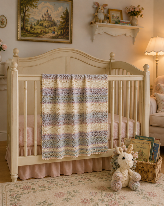 Storybook Heirloom Crochet Baby Blanket | Pastel Nursery Keepsake