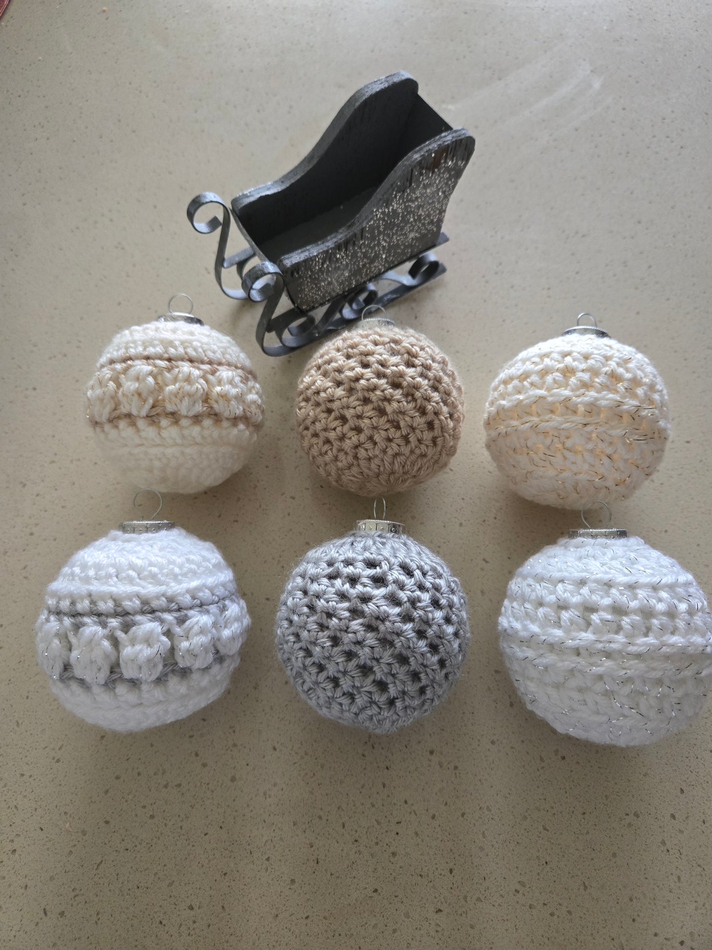 Silver & Gold Crochet Ornament Set – 6