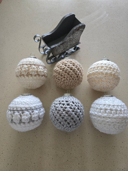 Silver & Gold Crochet Ornament Set – 6