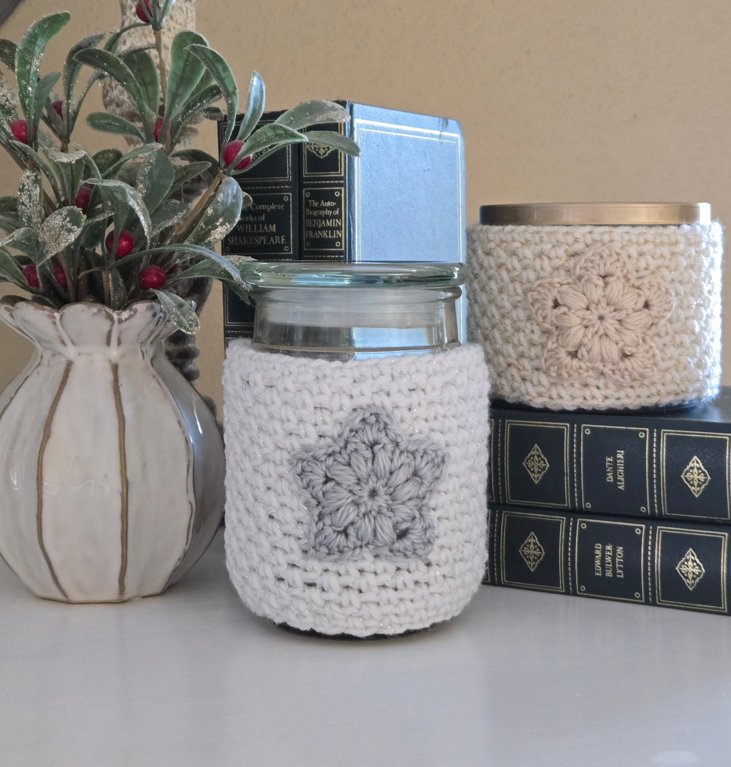 Holiday Silver & Gold Candle Cover