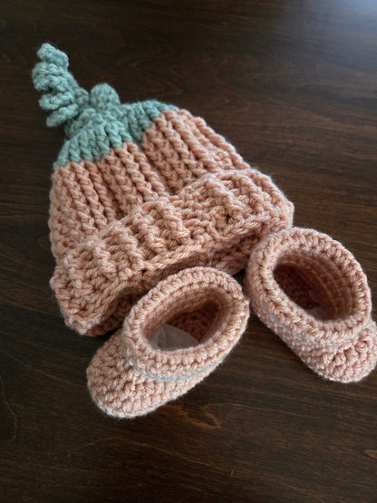 Soft Shades of Fall Heirloom Baby Blanket, Hat & Bootie Set – Handcrafted Crochet Keepsake Gift