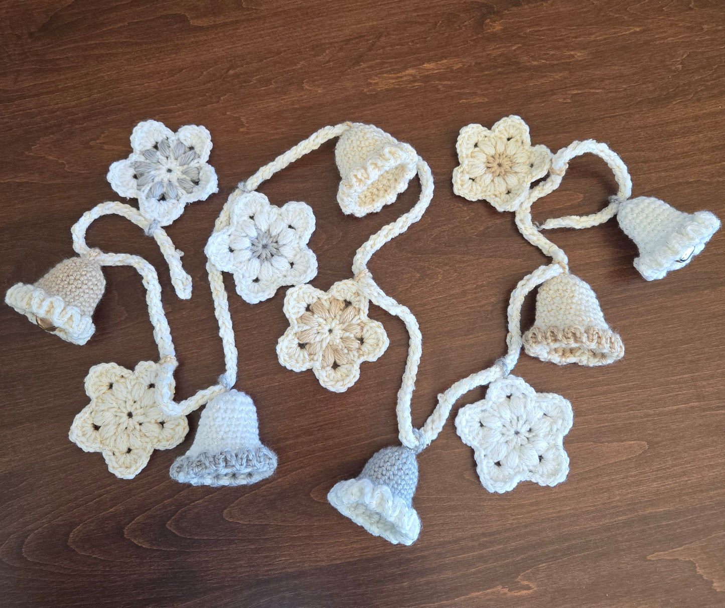 Silver & Gold Crochet Garland – Bells & Stars